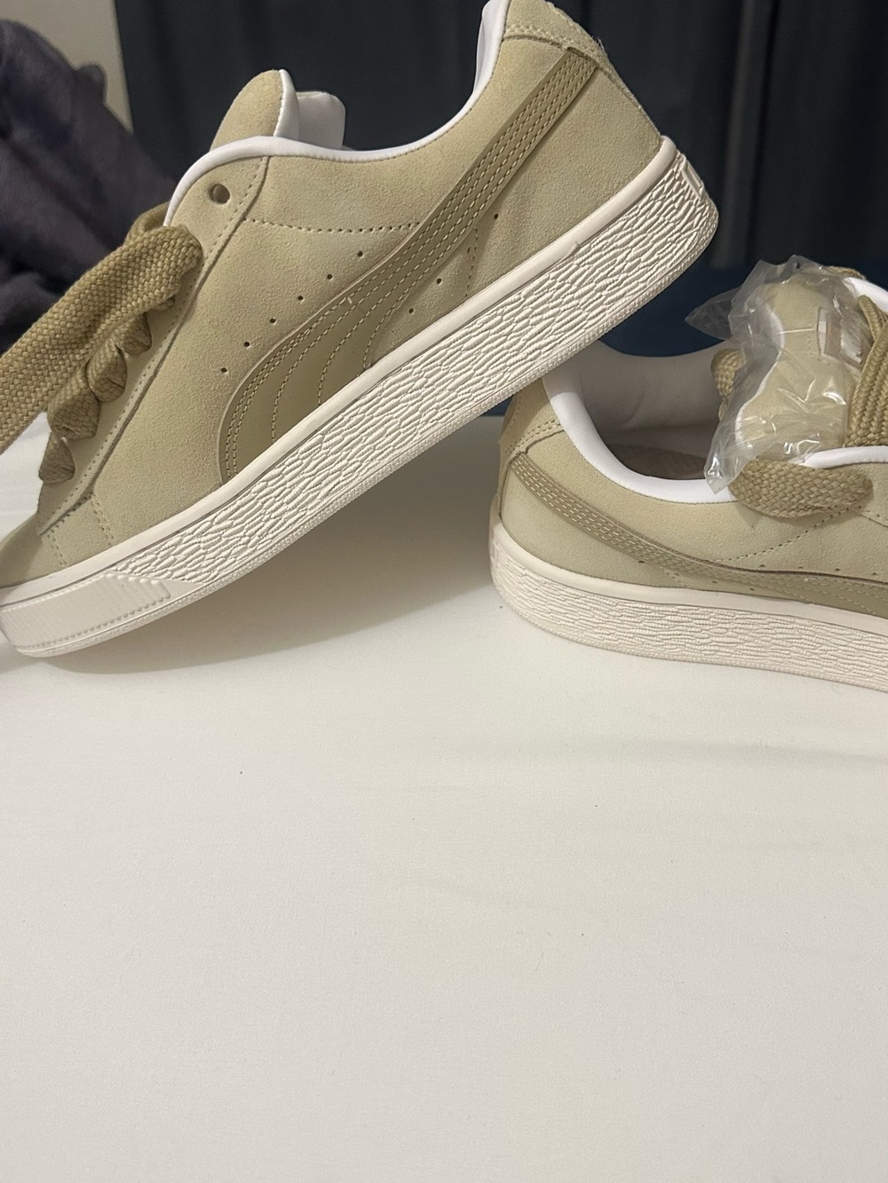 Puma Beige Low-Top Sneakers with White Accents